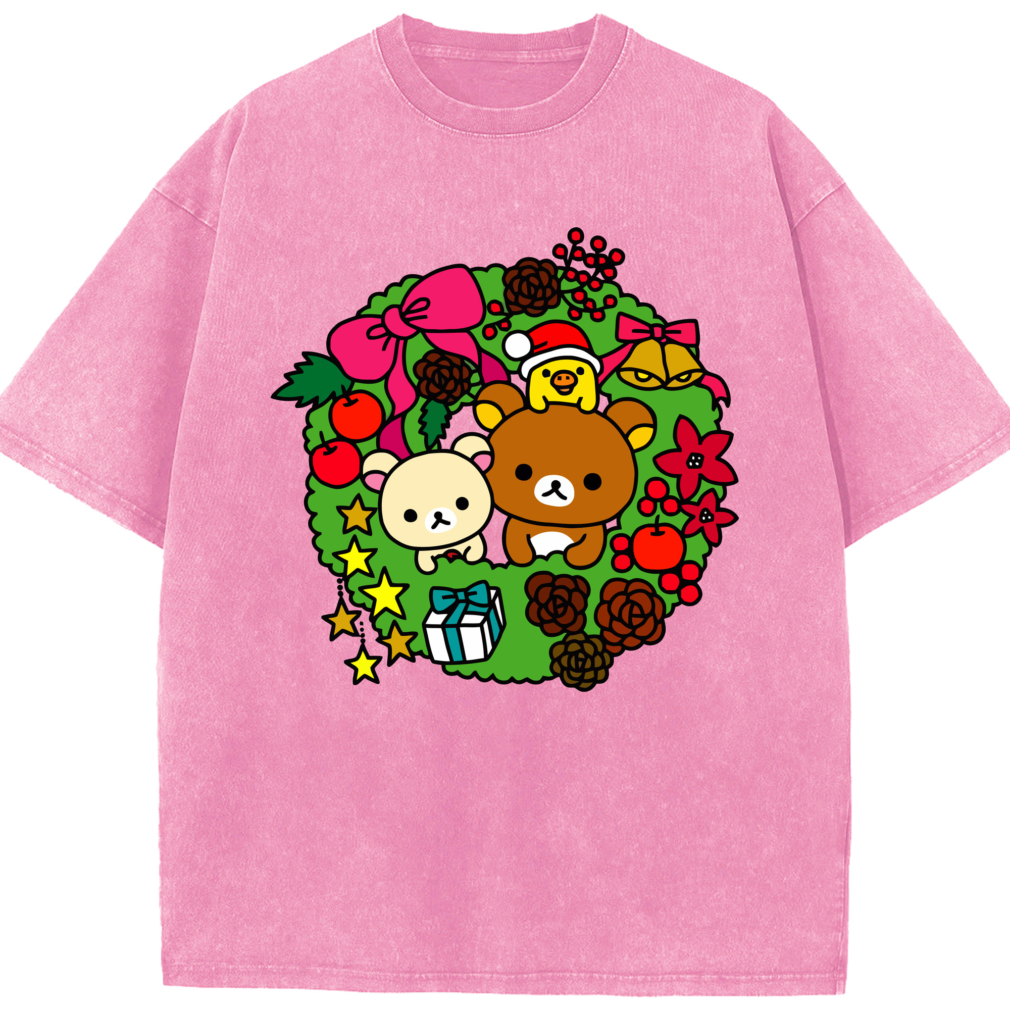 （画像用） リラックマ リラックマ キイロイトリ Rilakkuma Korilakkuma Kiiroitori 綿100% ヴィンテージ風 半袖Tシャツ（フロントプリント）